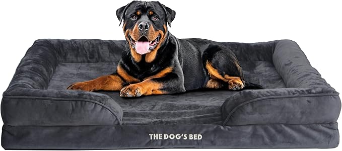 The Dog’s Bed, Orthopedic Standard Foam Waterproof Dog Bed with Standard Support, XXL Grey Plush, Waterproof, Supportive Dog Bed with Replaceable Covers