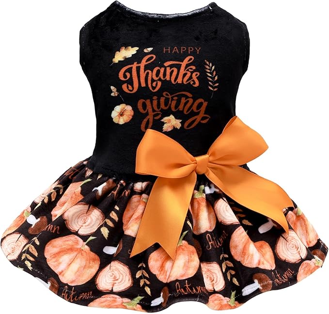 CuteBone Velvet Dog Dresses Thanksgiving for Small Dogs, Stylish & Soft Fabric, Comfortable Fit for Everyday Wear, Perfect for Special Occasions NCVA19XXS-D