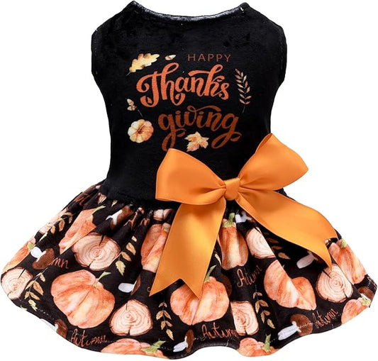 CuteBone Velvet Dog Dresses Thanksgiving for Small Dogs, Stylish & Soft Fabric, Comfortable Fit for Everyday Wear, Perfect for Special Occasions NCVA19XXS-D