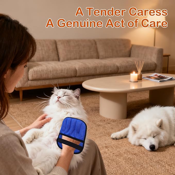 Pet Hair Removal Gloves 2-Pack - Upgraded Five-Finger Electrostatic Cats & Dogs Hair Brush Shedding | Reusable Pet Hair Remover Tool for Laundry, Furniture, Car Seat (Blue)