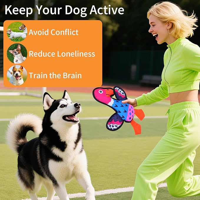 Squeaky Dog Toys,Crinkle Dog Toy,Colorful Absurd Duck Dog Toys,Interactive Dog Toy,Fun for Indoor Puppies,Chewing and Play(Blue)