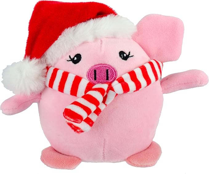 Giftable World Holiday Plush Pet Toy Fun for Christmas Designs with Squeaker Dog Chew Toy (3.5" Christmas Friends w/Squeaker)