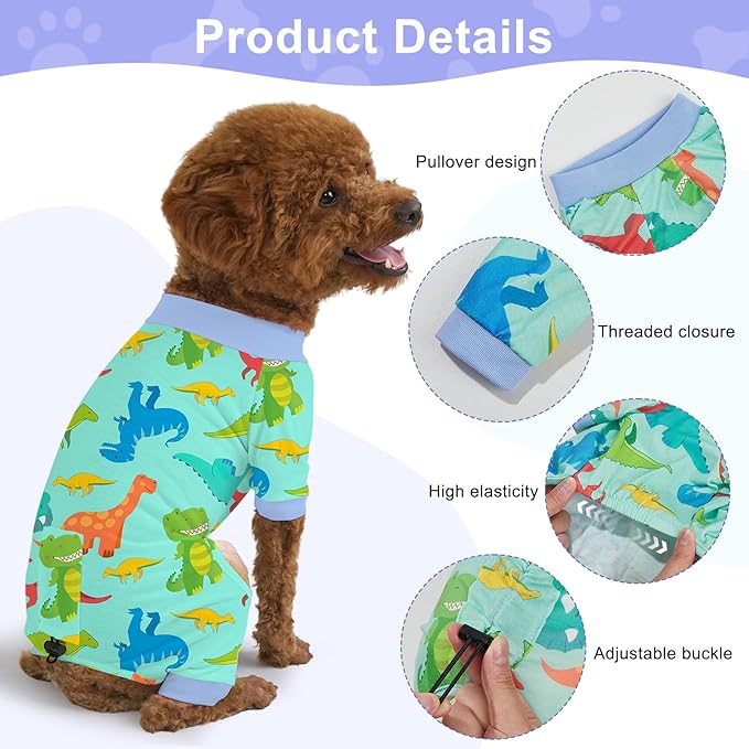 Bienbee Dog Pajamas, 4 Pack Cute Soft Dog Puppy Clothes Dogs Pjs Onesies Jammies Outfit Adjustable Breathable & Stretchy Clothes for Small Medium Large Dogs Girl Boy Puppy-2XL