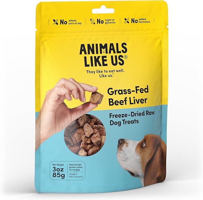 Premium Dog Treats, Freeze-Dried Raw 100% Grass-Fed Beef Liver, Single Ingredient, Protein Rich, Non-GMO, No Wheat or Corn, 3 oz