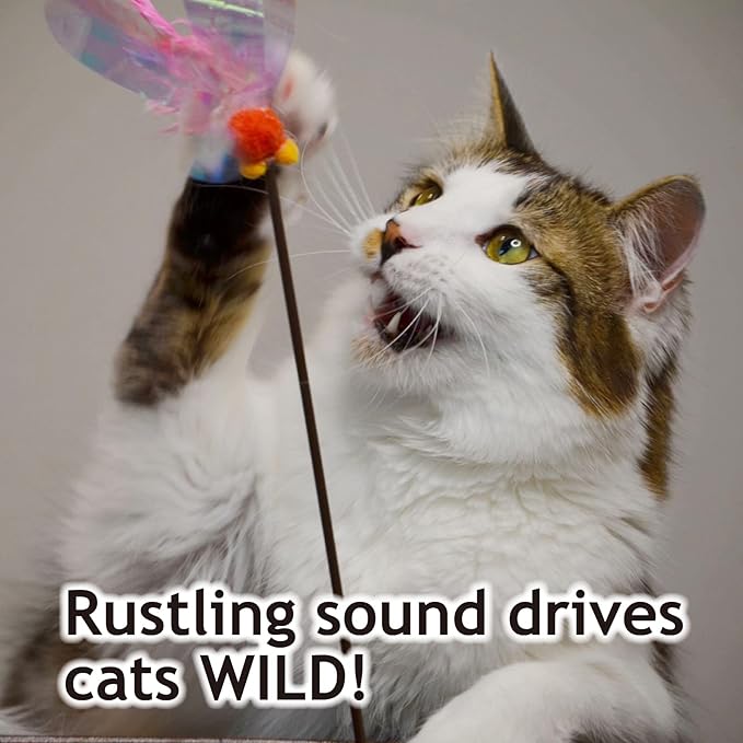 NECOICHI Crinkly Critters Fluttery Fish Cat Wand No.1 Selling Cat Toy in Japan