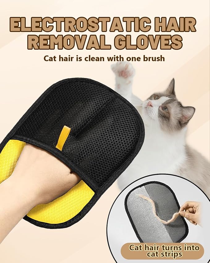 2Pcs Electrostatic Pet Hair Remover Glove for Dogs & Cats Newly Upgraded 2-in-1 Reusable Electrostatic Pet Hair Remover Tool Multipurpose Grooming and Massage Gloves for Clothing Couch Carpet Car Seat