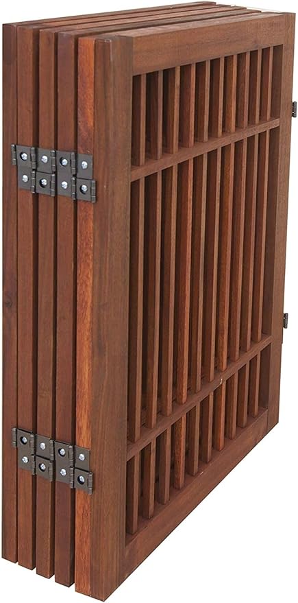 Pet Dog Gate Strong and Durable Freestanding Folding Acacia Hardwood Portable Wooden Fence Indoors or Outdoors by Urnporium (Brown Pet Gate, 6 Panel 24" Tall)