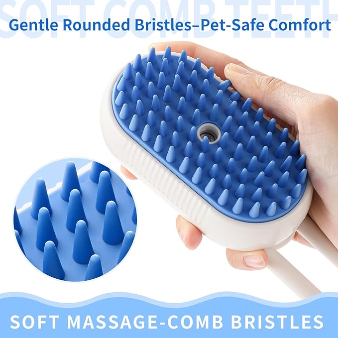 Cat Steam Brush for Shedding,4 in 1 Pet Steam Brush for Cats & Dogs,Deshedding,Massage,Cleaning & Anti-Static All In One,Suitable for Long & Short Haired Pets,Includes Waterless Shampoo,Yelow
