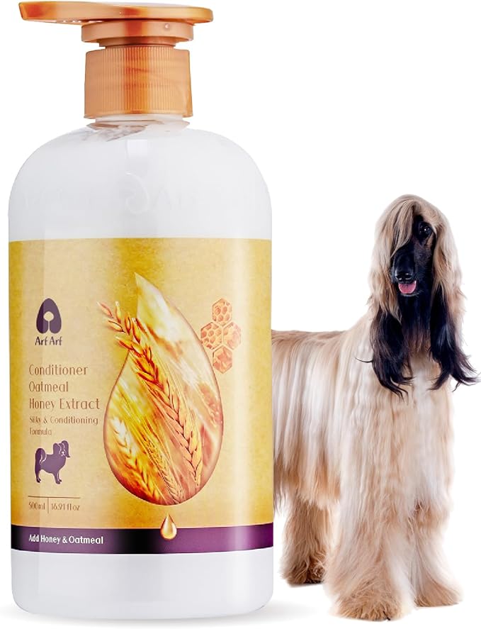 Arf Arf Oatmeal Dog Conditioner for Sensitive Skin - Soothing Anti-Itch & Detangling Formula for Dry, Itchy Skin & Matted Fur - Gentle for Puppies & All Breeds - 16oz