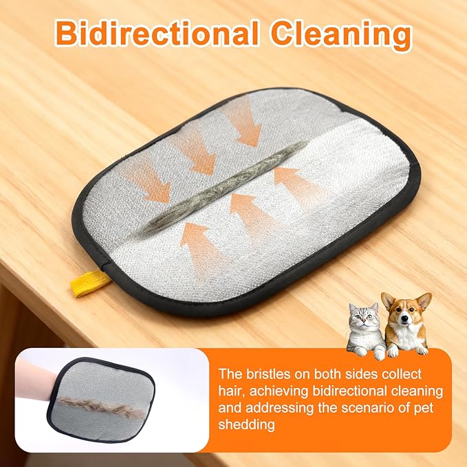 3Pcs Pet Hair Removal Glove, Five-Finger Electrostatic Pet Hair Remover Glove, Reusable and Bidirectional Cleaning Magic Brush Pet Hair for Bed, Clothing, Sofa Carpet, Car Seat