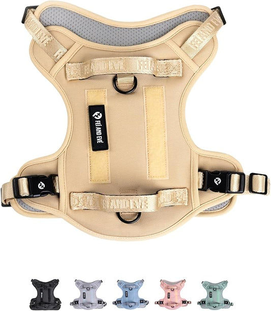 2025 New Edition, Fei & Eve Classic Dog Harness - Quick-Release Buckles | 3-Point No-Pull Control | Heavy-Duty 900D Nylon | Dual Safety Handles | Breathable Mesh | Adjustable Fit | Large,Champagne