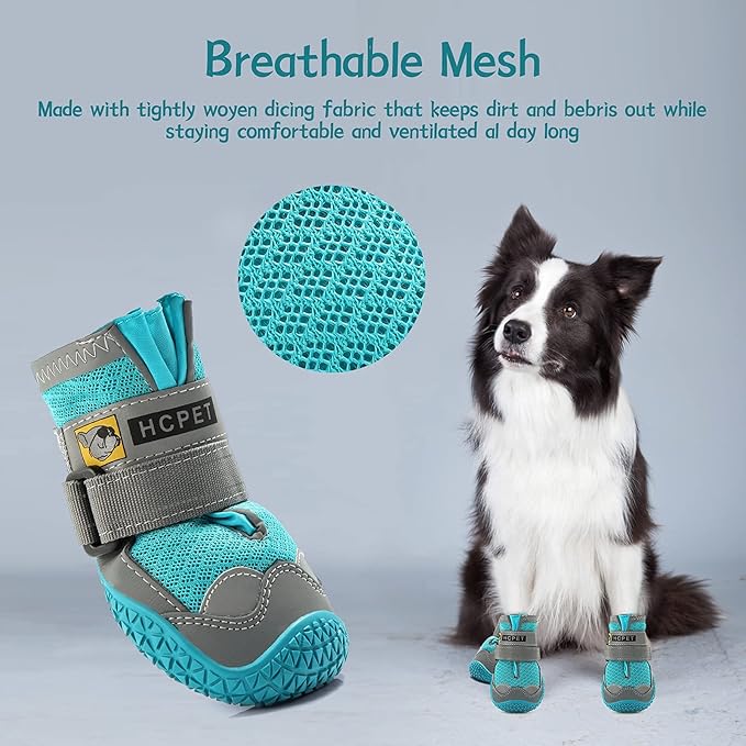 Dog Shoes for Large Dogs, Medium Dog Boots & Paw Protectors for Hardwood Floors, Outdoor Dog Booties for Hot Pavement Winter Snow Hiking, Breathable Dog Shoes with Reflective Strips Size 7