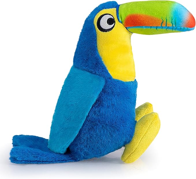 Hollypet Squeaky Plush Stuffed Durable Dog Toys, Cute Puppy Chew Toys for Small, Medium and Large Breed Dogs，Blue Toucan