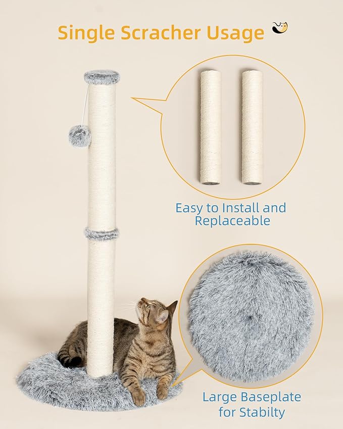 34'' Tall Cat Scratching Post with Tunnel Bed for Indoor Adults, Large Donut Tunnel, Fluffy Plush Peekaboo Cat Cave, Multifunctional Playground for All Cats