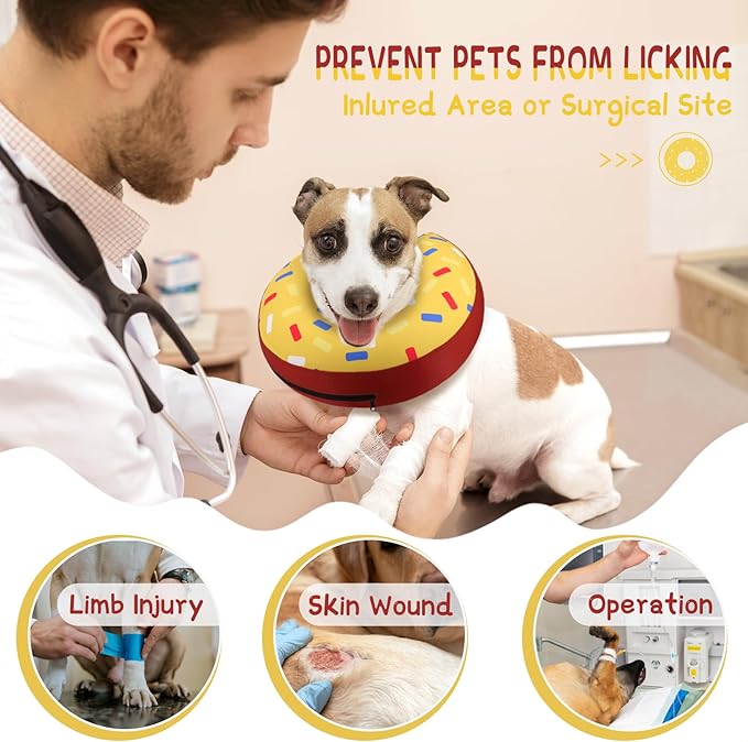 Supet Inflatable Dog Cone Alternative, Neck Donut Collar Recovery E Collar for Neuter, Soft Cone for Small Medium Large Dogs 0520