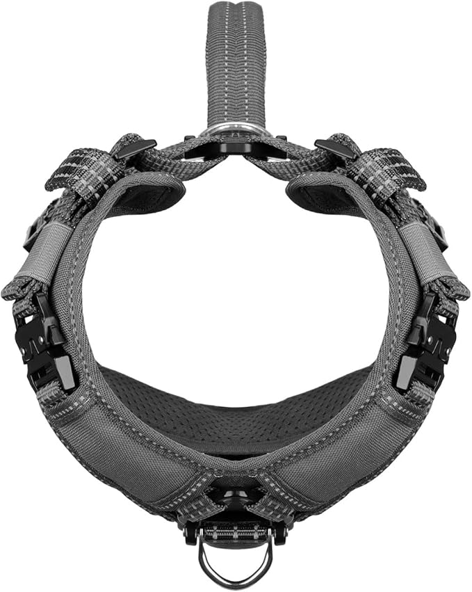 ICEFANG Dog Strap Harness with All-Metal Hardware,for Small Sized Dog,K9 Vest,Y-Shape Soft Padding,Adjustable Pet Harness,No-Pull Front Leash Clip (Small (Pack of 1), Grey)