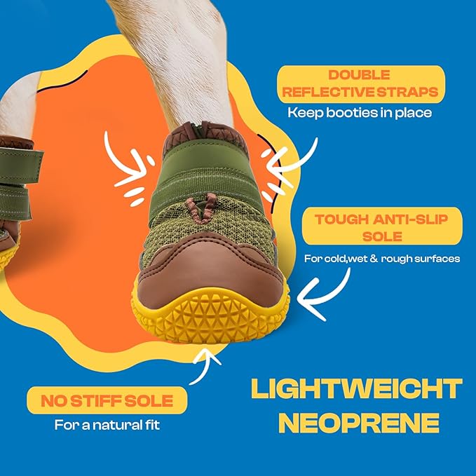 Dog Shoes for Small Dogs, Dog Boots & Paw Protectors for Hardwood Floors, Outdoor Dog Booties for Hot Pavement Winter Snow Hiking, Breathable Dog Shoes with Reflective Strips Size 2