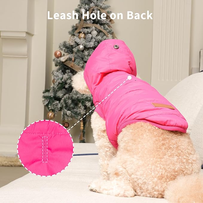 Fleece Lining Extra Warm Dog Hoodie in Winter for Large Dogs Jacket Pet Coats with Hooded Pink XXXL