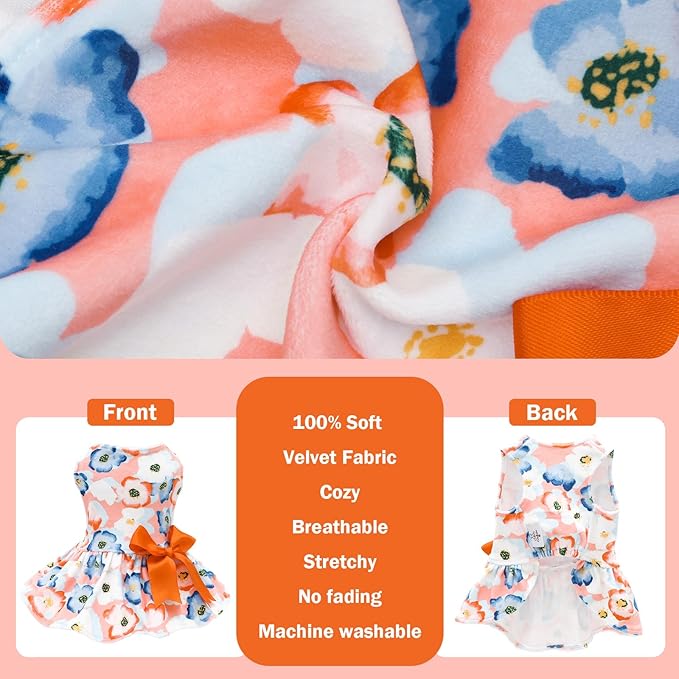 CuteBone Velvet Dog Dresses for Small Dogs, Stylish & Soft Fabric, Comfortable Fit for Everyday Wear, Perfect for Special Occasions NCVA13XXS