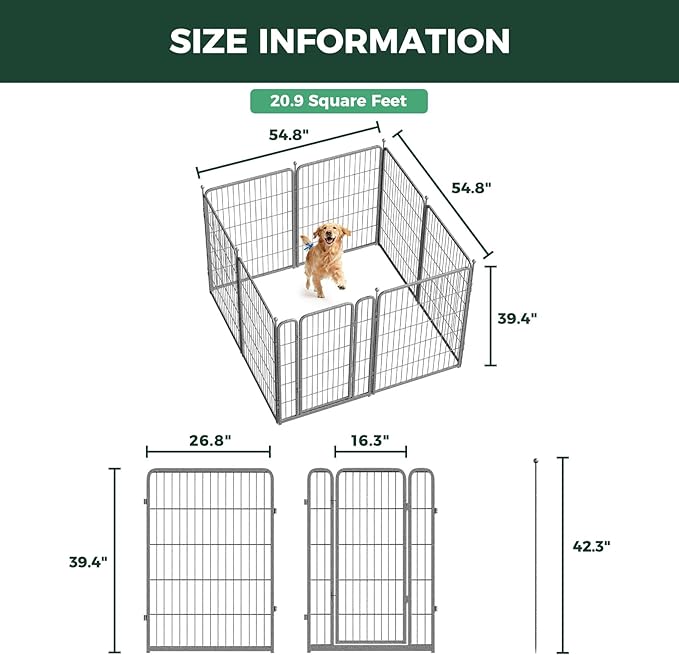 FXW Aster Dog Playpen Designed for Yard, 40inch 8 Panels