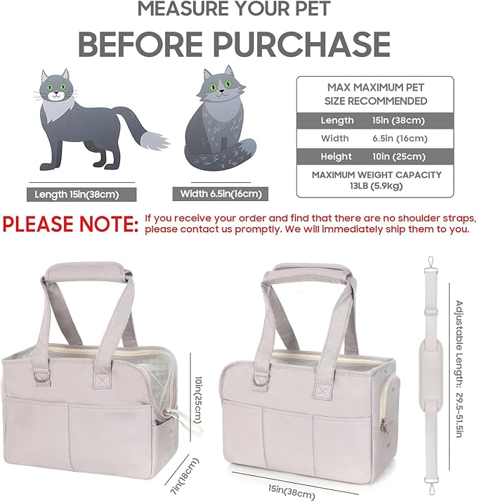 Dog Carriers for Small Dogs, Soft Sided Folding Dog Purse for Dogs Medium Cats Puppies up to 13 Lbs, Washable Breathable Puppy Carrier for Outdoor Travel (Small Gray)