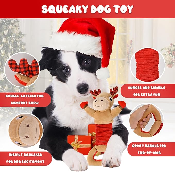 Christmas Dog Toy, Large Dog Toys, Squeaky Dog Toy, Tug of War Toys Dog, Chew Toys, Stuffed Dog Toys for Small/Medium/Large Dogs