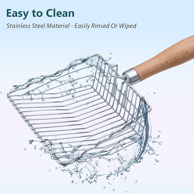 Cat Litter Scoop, Premium Kitty Shovel with Hook and Hole, Metal Sifter Scooper Stainless Steel for Easy Cleaning, Durable and Heavy Duty, Odor-Free for Litter Box