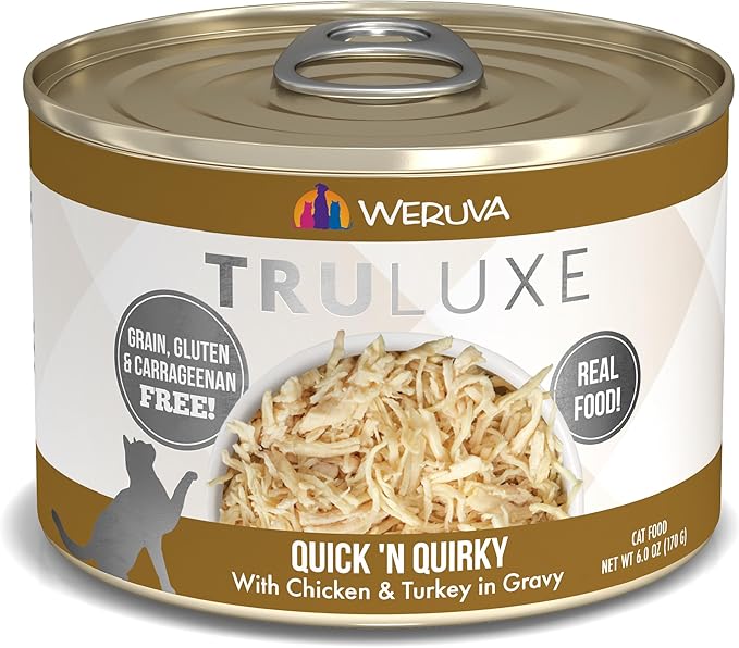 Weruva TruLuxe Cat Food, Quick 'N Quirky with Chicken & Turkey in Gravy, 6oz Can (Pack of 24)