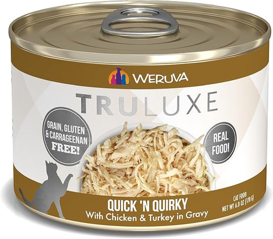 Weruva TruLuxe Cat Food, Quick 'N Quirky with Chicken & Turkey in Gravy, 6oz Can (Pack of 24)