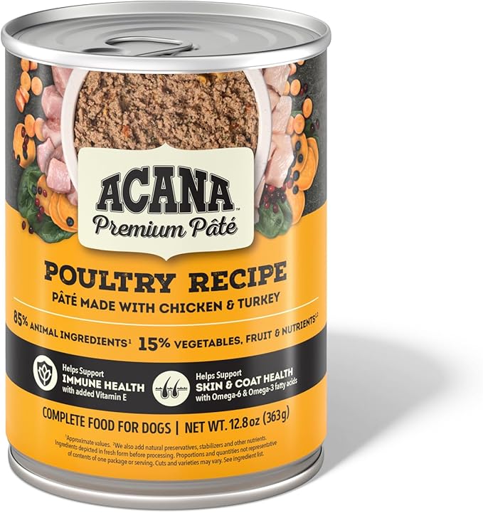 ACANA Premium Pate in Bone Broth Grain-free Wet Dog Food Poultry Recipe 12.8oz Cans (12 Count)