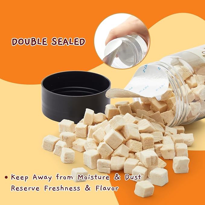 Jungle Calling Freeze-Dried Chicken Treats for Cats & Dogs, Single Ingredient, Grain-Free, High Protein Training Rewards & Food Topper (Chicken Cubes, 3.2 oz)