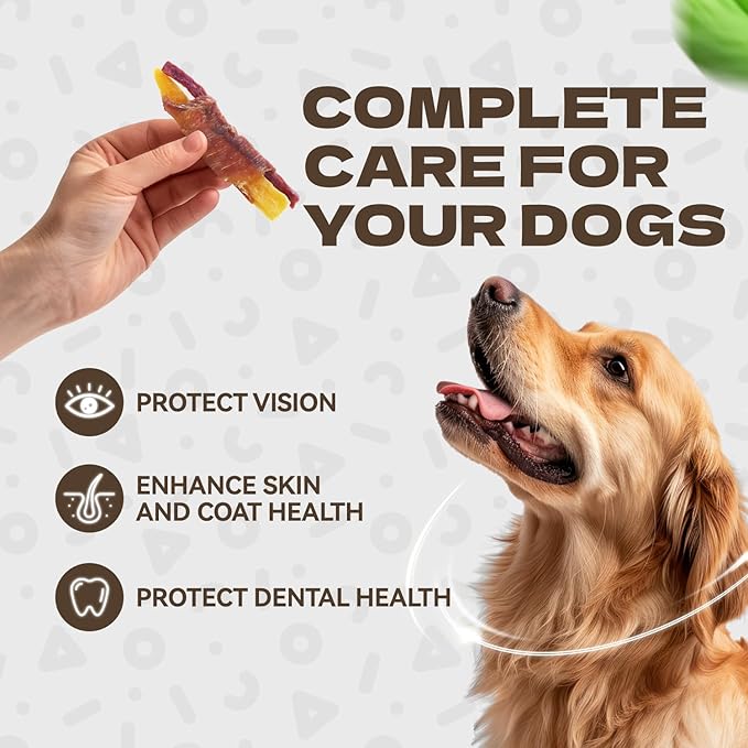 Dog Treats Duck Wrapped Double Sweet Potato, High Protein Duck Jerky Training Treats Low Fat Dog Snacks Soft Healthy Chews for Small Medium Large Breed 10.54oz