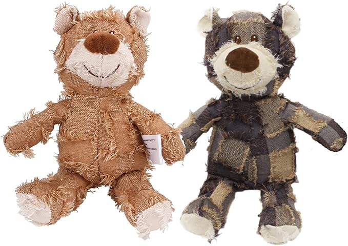 MAXBECK Dog Companion for Heavy Chewers- Indestructible Robust Bear Dog Toy, Resistant Squeaky Dog Toys for Heavy Chewers, Unbreakable Stuffed Plush Dog Toys for Aggressive Chewers (F-Oak+Purple)