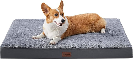 MIHIKK Waterproof Dog Beds for Small Dogs Orthopedic Dog Beds for Crate with Removable Washable Cover Egg-Crate Foam Pet Pad Mat with Anti-Slip Bottom, 29x18 Inch, Grey