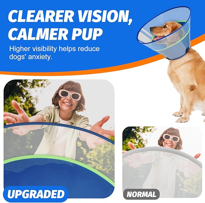 Dog Cone Collar with Soft Padding to Stop Licking, Elizabeth Recovery Collar After Surgery for Large Medium Small Dogs, Comfortable Pet Head Cone Alternative for Neutering Spay Injury(XS)