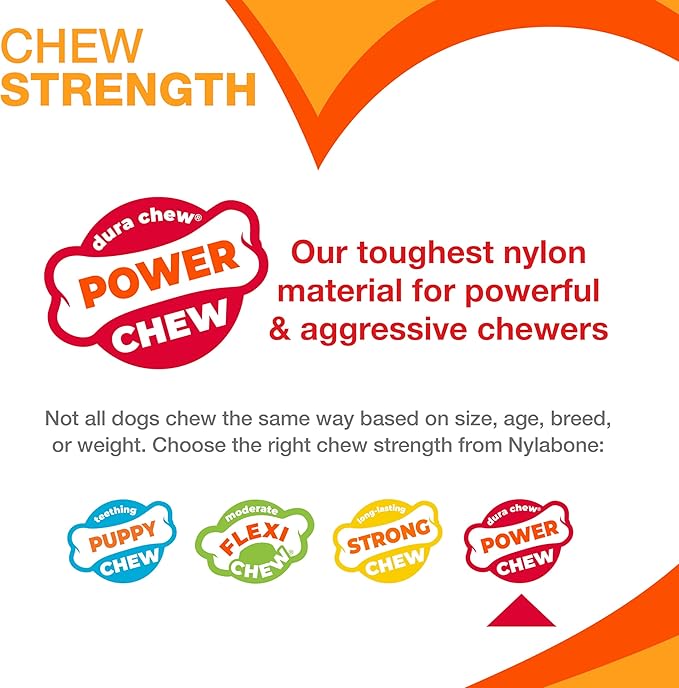 Nylabone Power Chew Classic Bone Chew Toy for Dogs, Durable Dog Toys for Aggressive Chewers, Bacon Flavor, Medium/Wolf - Up to 35 lbs. (1 Count)