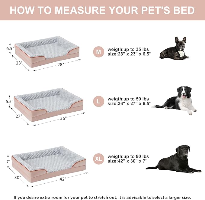 Orthopedic Dog Bed for Medium Dogs, Egg Crate Foam Bed for Medium Dogs, Equipped with Removable Waterproof Pillow Cover and Anti-Slip Bottom, Pet Bed