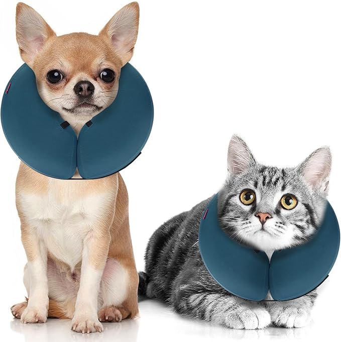 MIDOG Inflatable Dog Cone Alternative for After Surgery - Soft Protective Donut Collar Prevents Licking & Allows Eating, Comfortable Recovery E-Collar Alternative for Small Medium Large Dogs (Blue,XS)