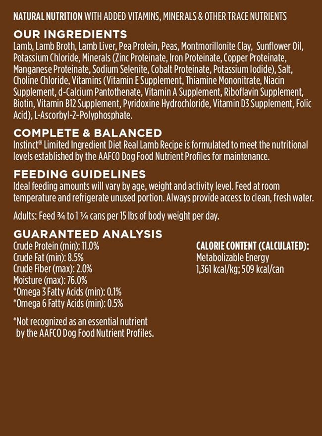 Instinct Limited Ingredient Diet, Wet Canned Dog Food, Grain Free - Real Lamb, 13.2 oz. Cans (Pack of 6)