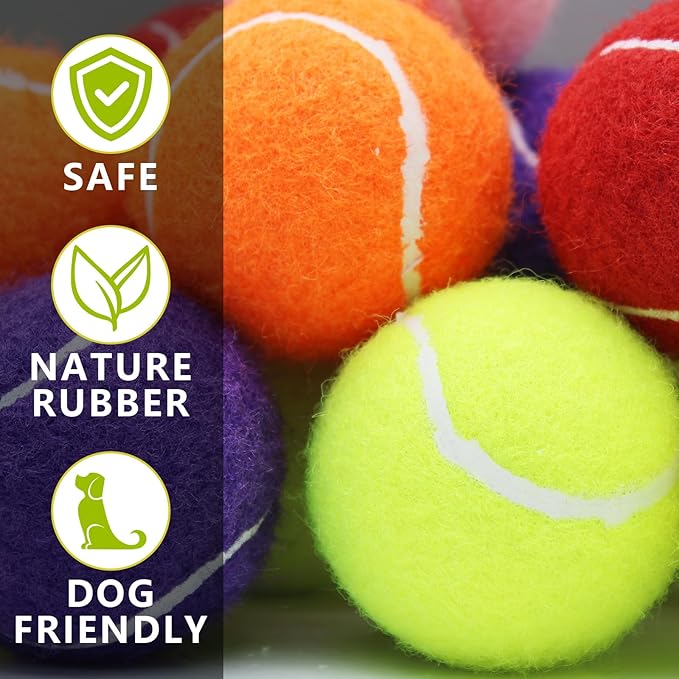 Magicorange 20 Pack Small Tennis Balls, 2 inch Squeaky Tennis Ball for Dogs,Colorful Easy Catching Squeaky Dog Balls with Mesh Bag for Easy Transport (Multicolor)