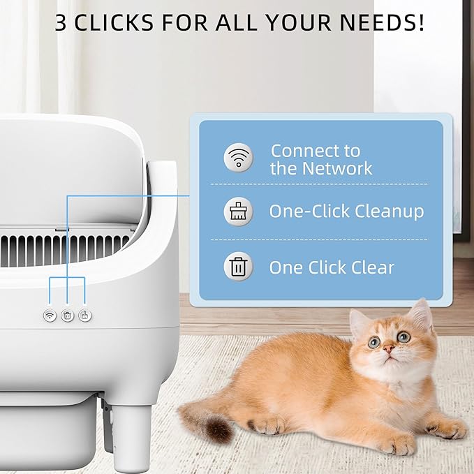 Automatic Cat Litter Box,Suitable for Medium Cats and Kittens,Self Cleaning Box,Smart App Control,Safety Protection,Half Open Expansion Design,Compatible with a Variety of Litters
