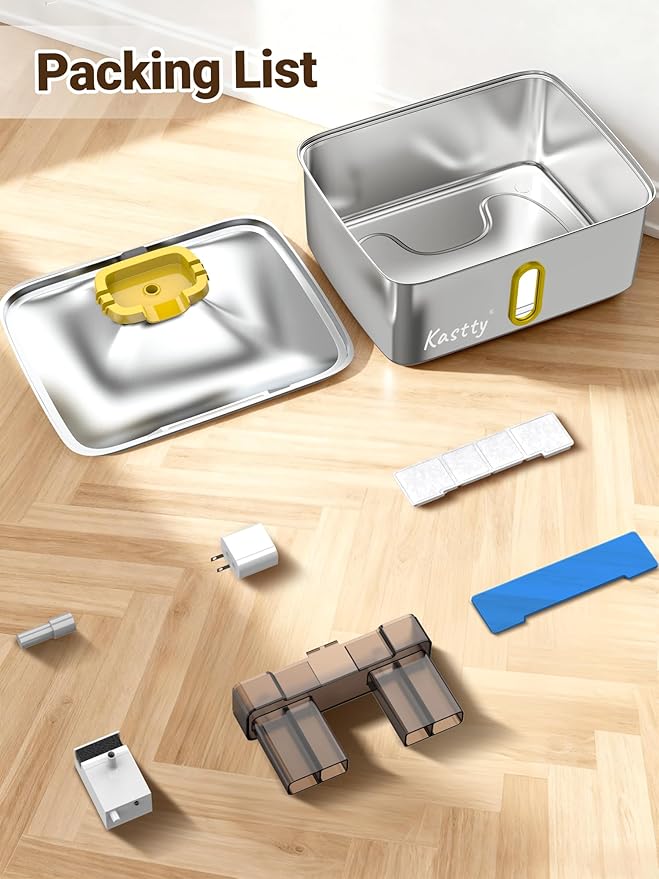 Kastty 15L/3.96 Gal Stainless Steel Dog Water Fountain, Large Capacity Dog Water Bowl Dispenser Quiet LED Light Triple Filtration Cat Water Fountain,Pet Water Fountain Easy Clean Yellow FS78