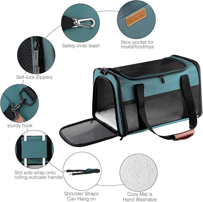 Cat Carrier - Portable Foldable Dog Pet Carrier, Soft-Sided Pet Bag up to 28 Lbs, Airline Approved Travel Puppy Carrier