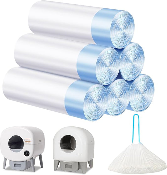 Cat Litter Bags 120 Count, 26.37"x15.74" Drawstring Close Litter Box Liners for Automatic Litter Box,Thick Cat Poop Bags,Easy to Clean,Heavy Duty Robot Bag for Self-Cleaning Box