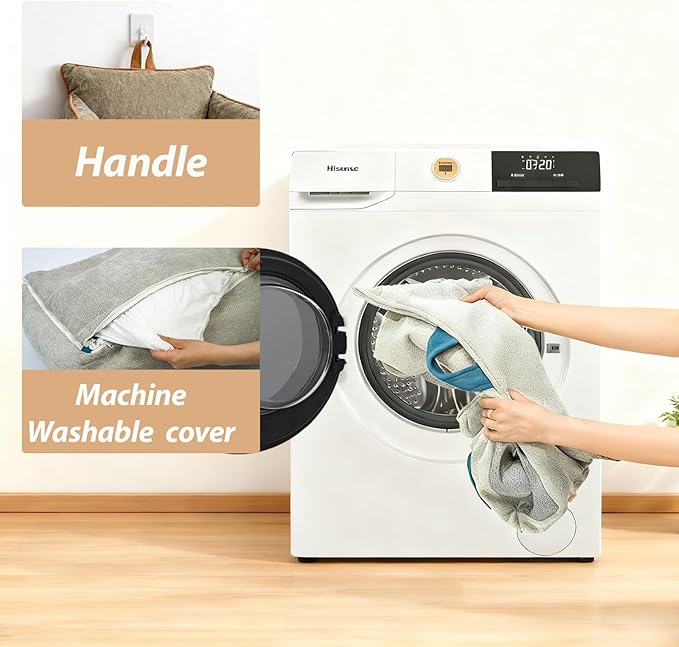 Large Orthopedic Dog Sofa Bed with Sides, Carry Handle & Side Pockets .Plush Chenille Orthopedic Pet Bed Couch for Large Dogs.Portable Snuggler for Indoor Use, Travel & Recovery (Black)