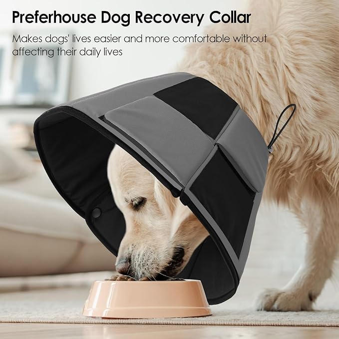 Dog Cones for Large Dogs, Soft Cone for Dogs to Stop Licking, Breathable Pet Surgery Collar Cone for Extra-Large Pets, Grey XL