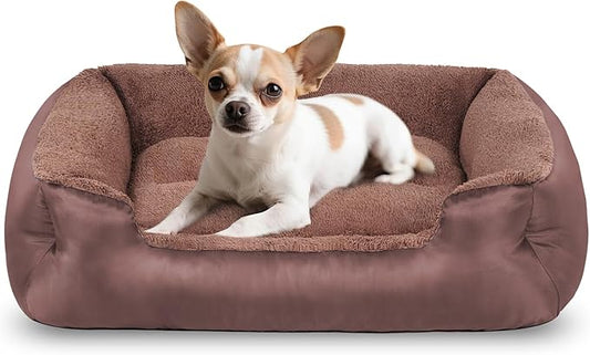 Dog Beds Medium Sized Dog, Rectangle Washable Pet Bed Soft Breathable Sleeping Puppy Bed for Dogs and Cats, Non-Slip Bottom, Brown