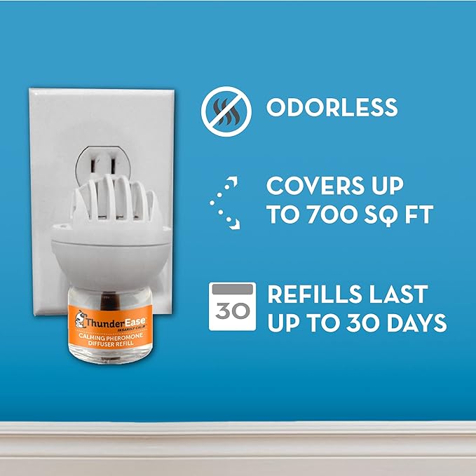 ThunderEase Dog Calming Pheromone Diffuser Kit | Powered by ADAPTIL | Vet Recommended to Relieve Separation Anxiety, Stress Barking and Chewing, and Fear of Fireworks & Thunderstorms (90 Day Supply)