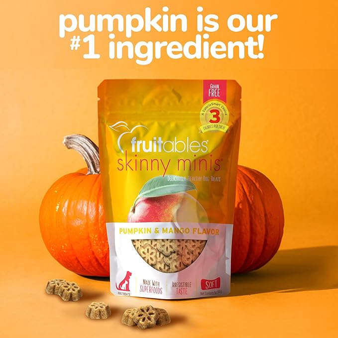 Fruitables Skinny Mini Dog Treats – Healthy, Low Calorie Training Treats – Wheat, Corn & Soy Free – Pumpkin Mango – 5 Ounces (Pack of 2)