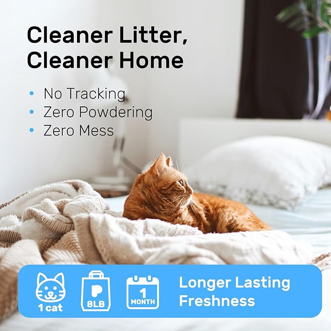 EcoFusion Cat Litter 3 Pack (8lb Each) Tofu & Corn Blend, Zero Powdering, Zero Mess, 99.8% Dust-Free, 98% Odor Control, Fast Clumping, Non-Stick, Includes Bonus Cat Scratcher